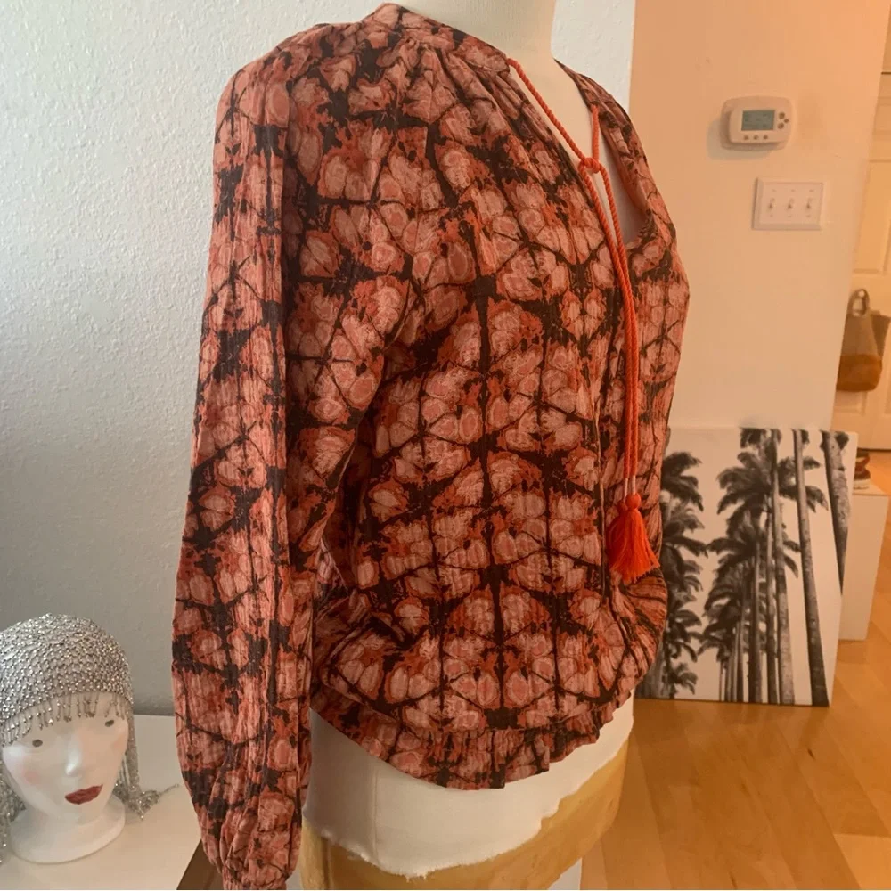 Anthropologie Porridge Peasant Blouse. Spliced neck with tassel tie. 100% cotton - Picture 7 of 15